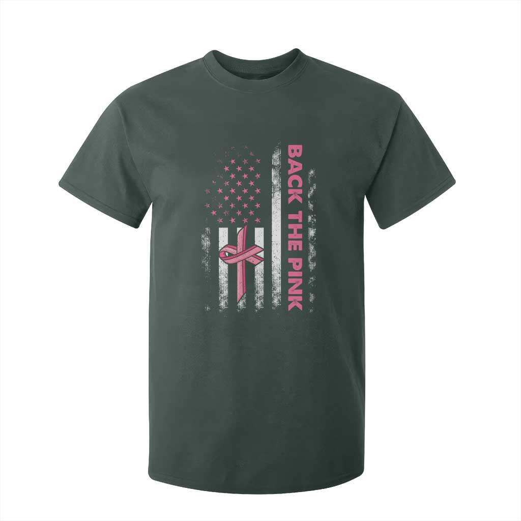 Breast Cancer Support T Shirt For Kid Back The Pink Warrior American Flag