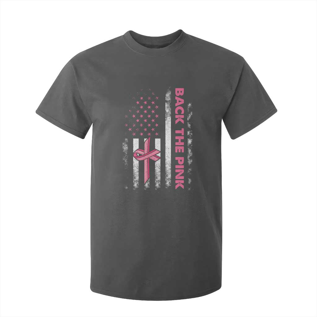 Breast Cancer Support T Shirt For Kid Back The Pink Warrior American Flag