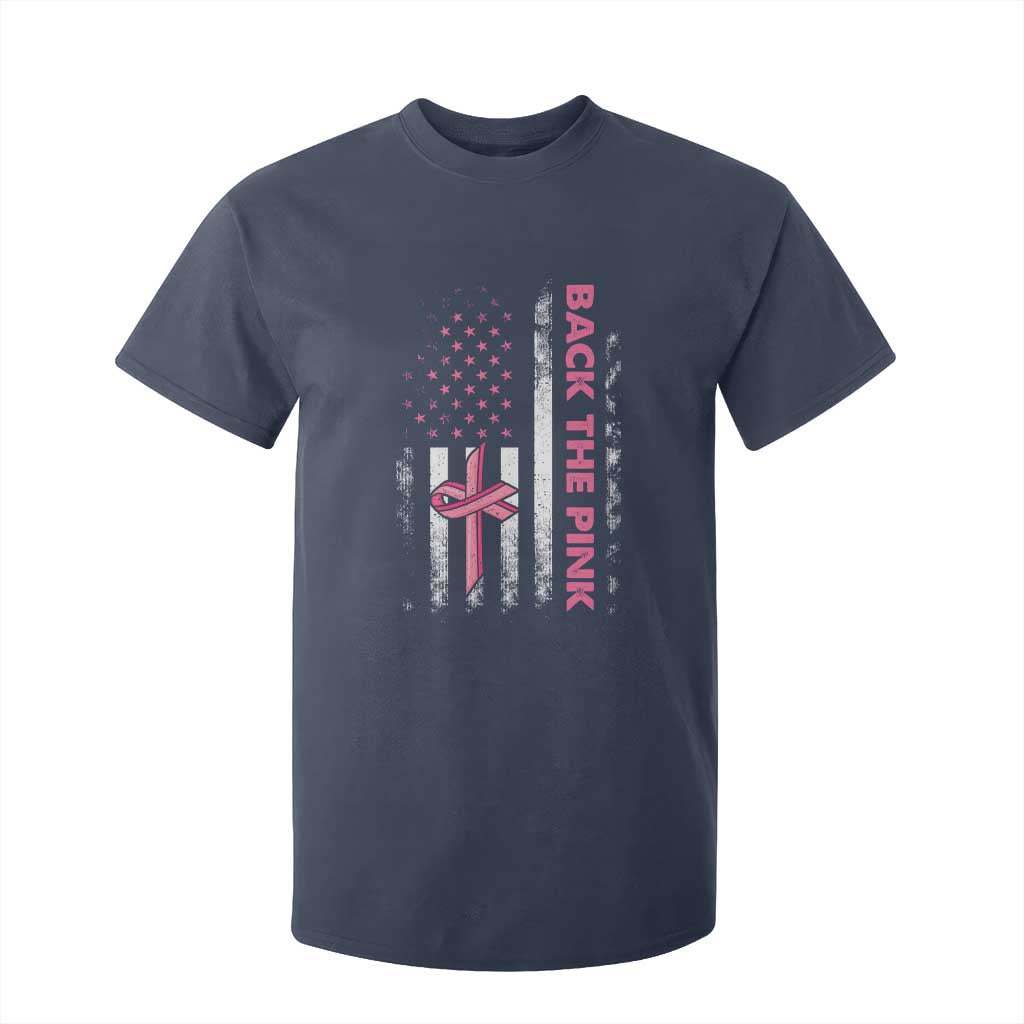 Breast Cancer Support T Shirt For Kid Back The Pink Warrior American Flag