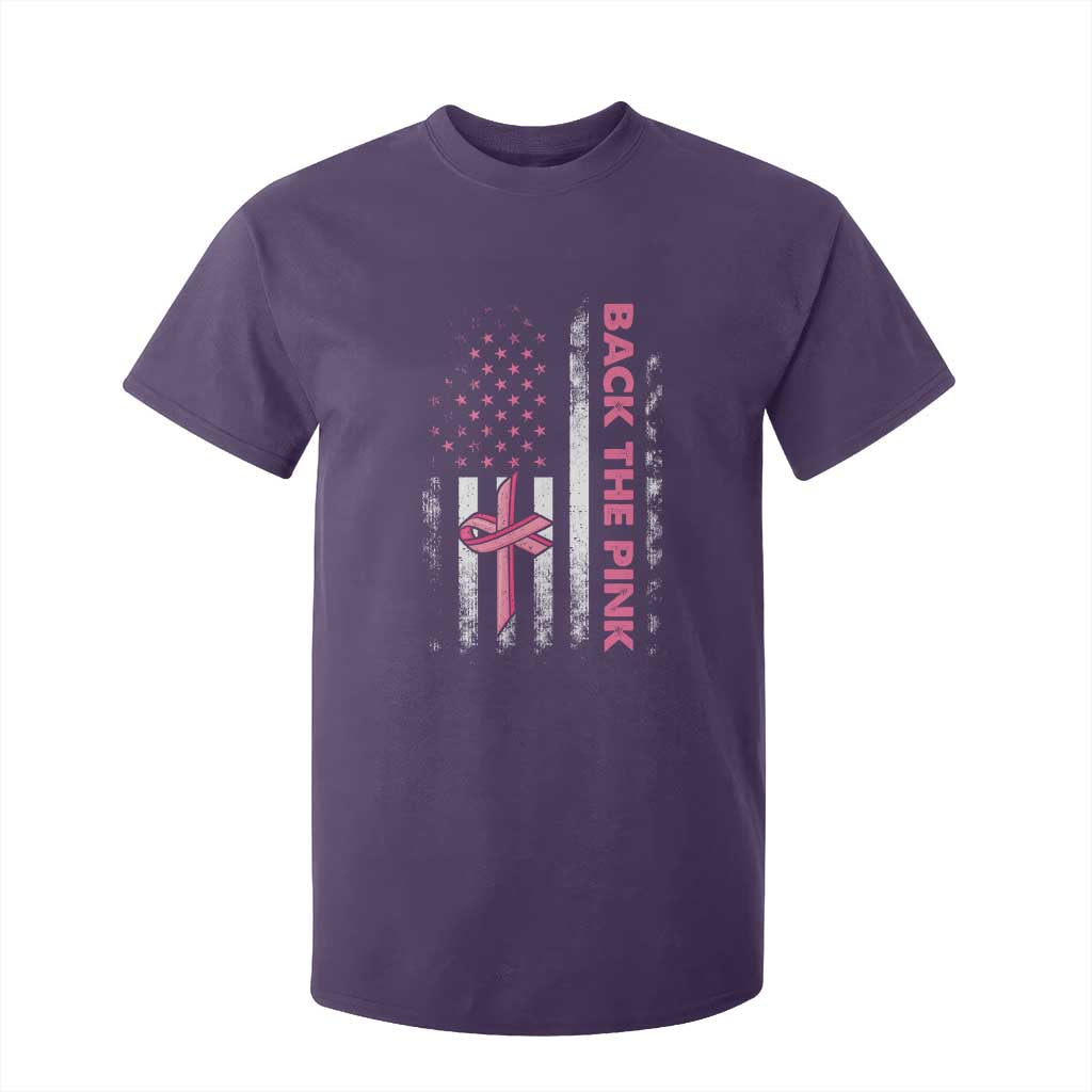 Breast Cancer Support T Shirt For Kid Back The Pink Warrior American Flag