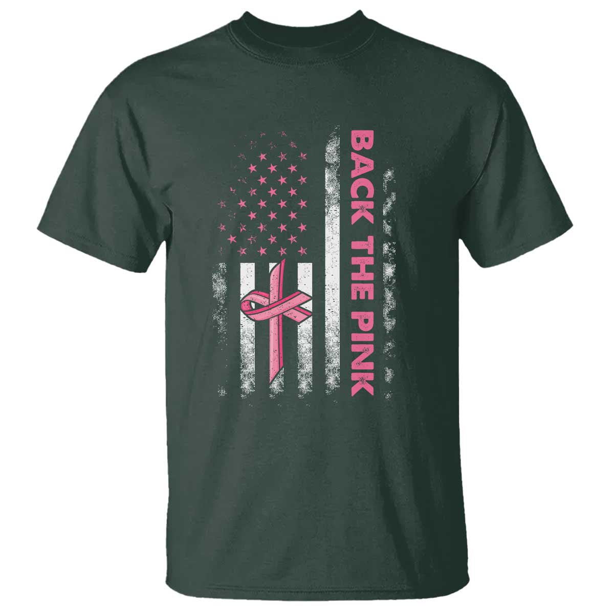 Breast Cancer Support T Shirt Back The Pink Warrior American Flag