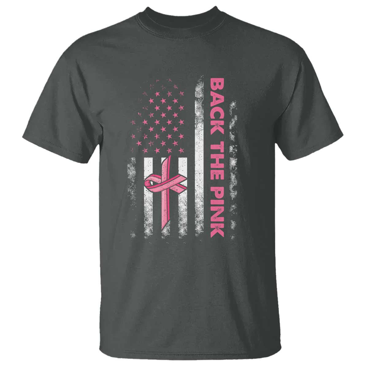 Breast Cancer Support T Shirt Back The Pink Warrior American Flag