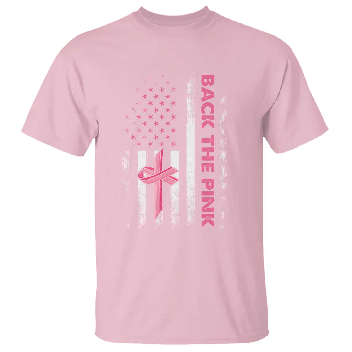 Breast Cancer Support T Shirt Back The Pink Warrior American Flag
