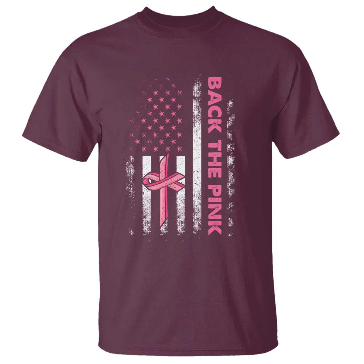 Breast Cancer Support T Shirt Back The Pink Warrior American Flag