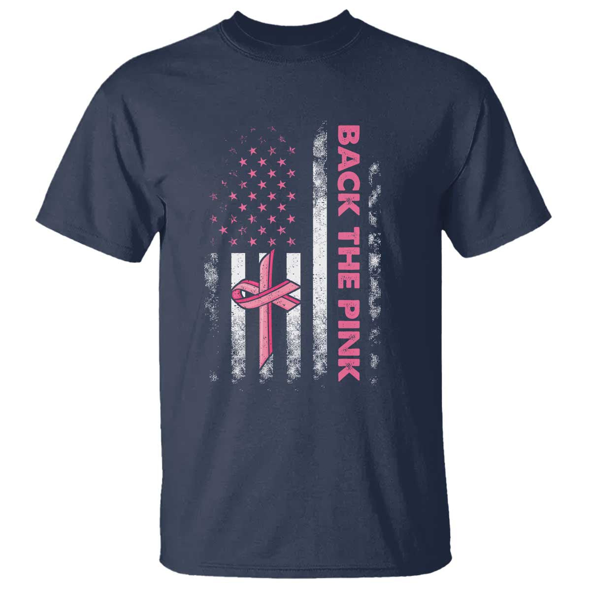 Breast Cancer Support T Shirt Back The Pink Warrior American Flag