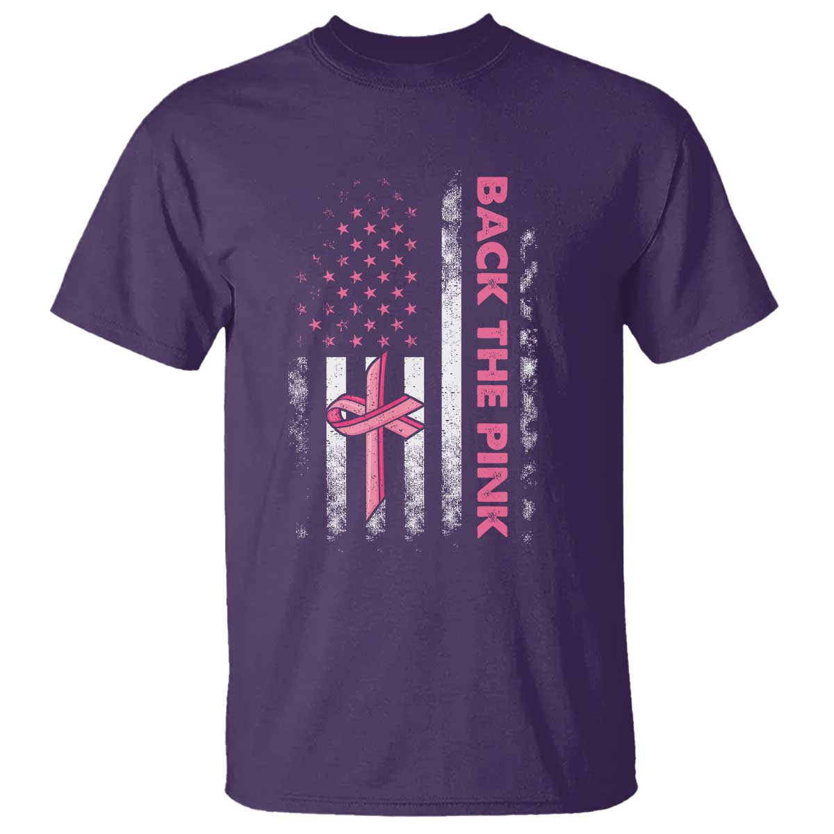 Breast Cancer Support T Shirt Back The Pink Warrior American Flag