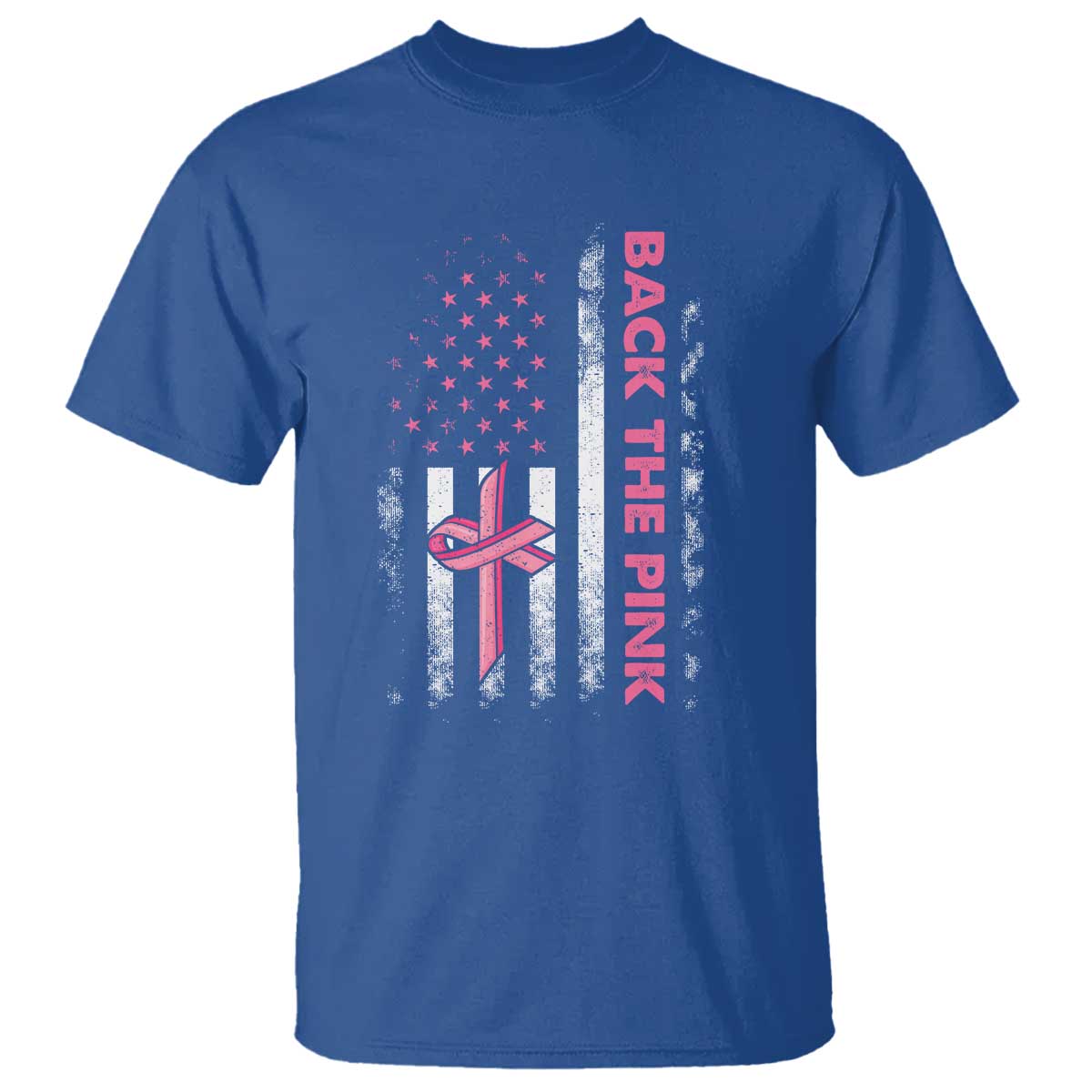 Breast Cancer Support T Shirt Back The Pink Warrior American Flag