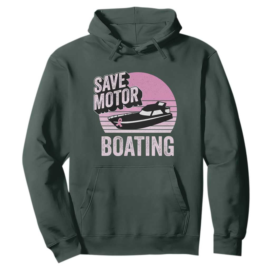 Funny Save Motor Boating Hoodie Breast Cancer Pink Ribbon