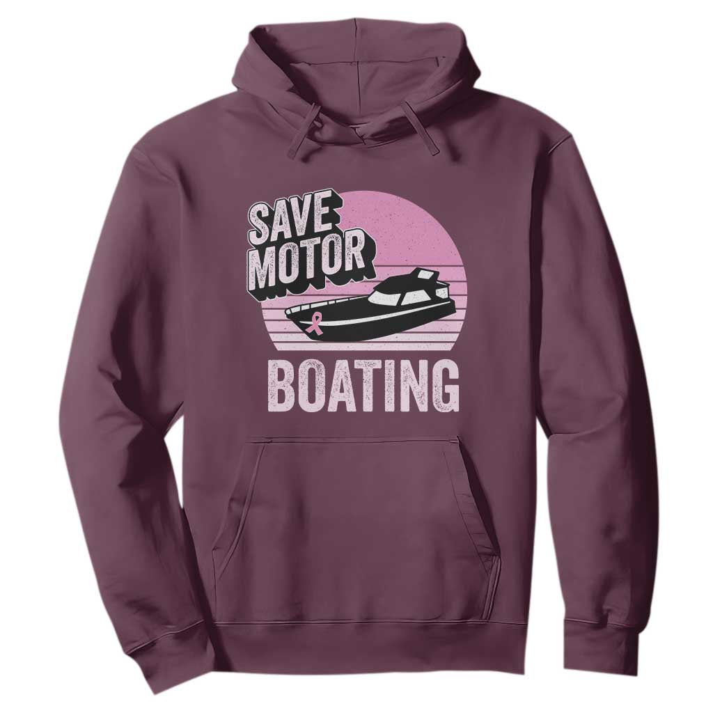 Funny Save Motor Boating Hoodie Breast Cancer Pink Ribbon