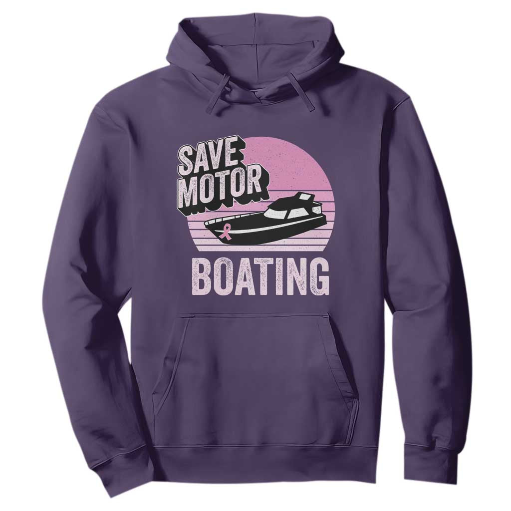 Funny Save Motor Boating Hoodie Breast Cancer Pink Ribbon