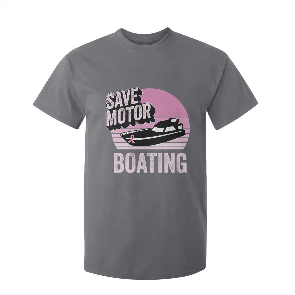 Funny Save Motor Boating T Shirt For Kid Breast Cancer Pink Ribbon