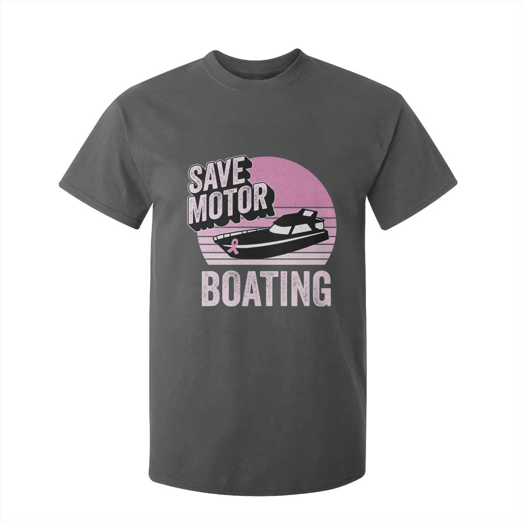 Funny Save Motor Boating T Shirt For Kid Breast Cancer Pink Ribbon