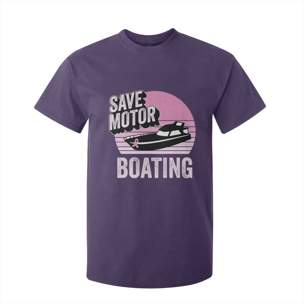 Funny Save Motor Boating T Shirt For Kid Breast Cancer Pink Ribbon
