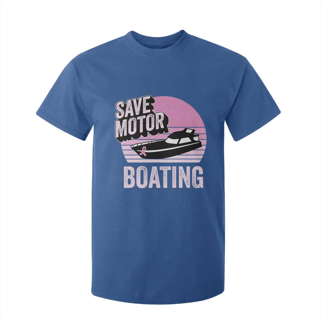 Funny Save Motor Boating T Shirt For Kid Breast Cancer Pink Ribbon