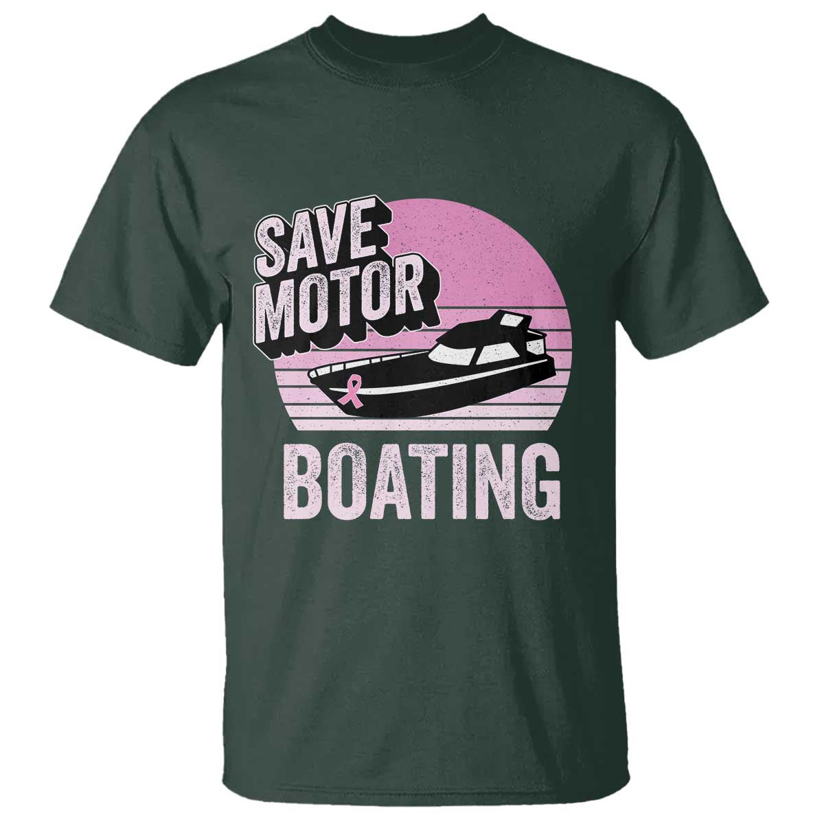 Funny Save Motor Boating T Shirt Breast Cancer Pink Ribbon