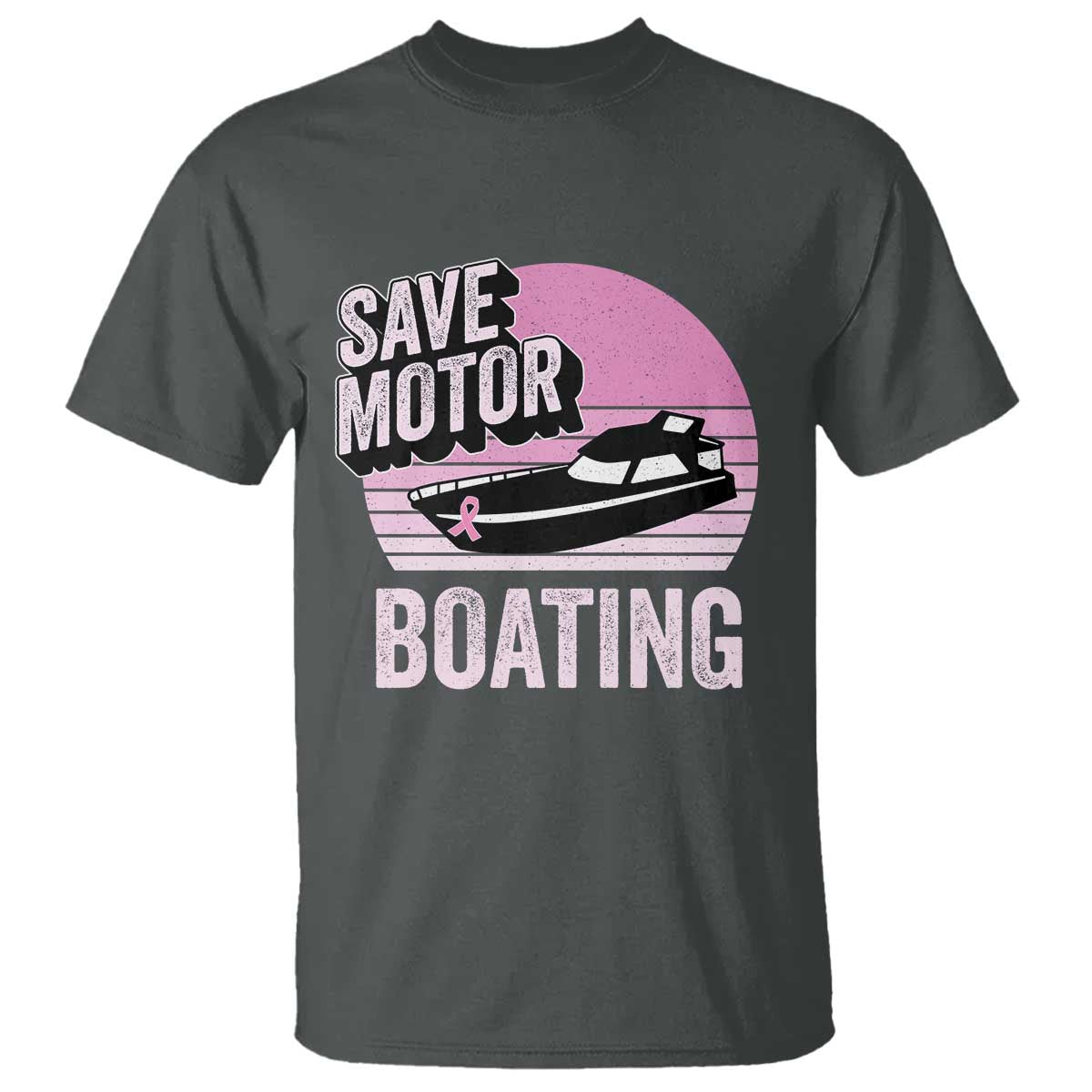 Funny Save Motor Boating T Shirt Breast Cancer Pink Ribbon