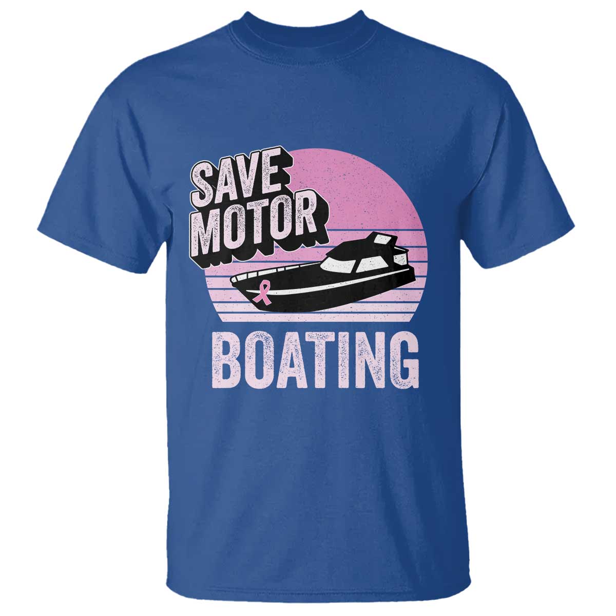 Funny Save Motor Boating T Shirt Breast Cancer Pink Ribbon