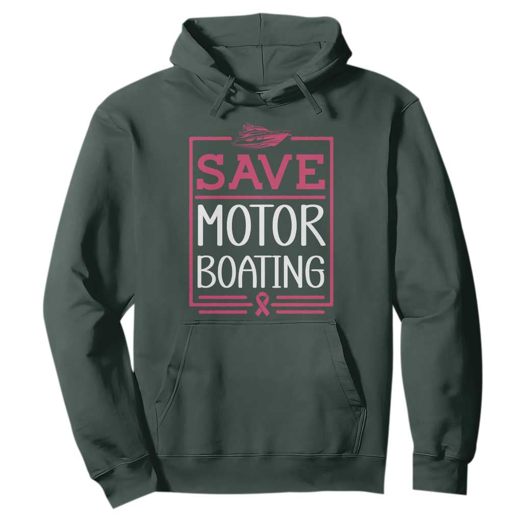 Funny Save Motor Boating Hoodie Beat Breast Cancer Pink Ribbon