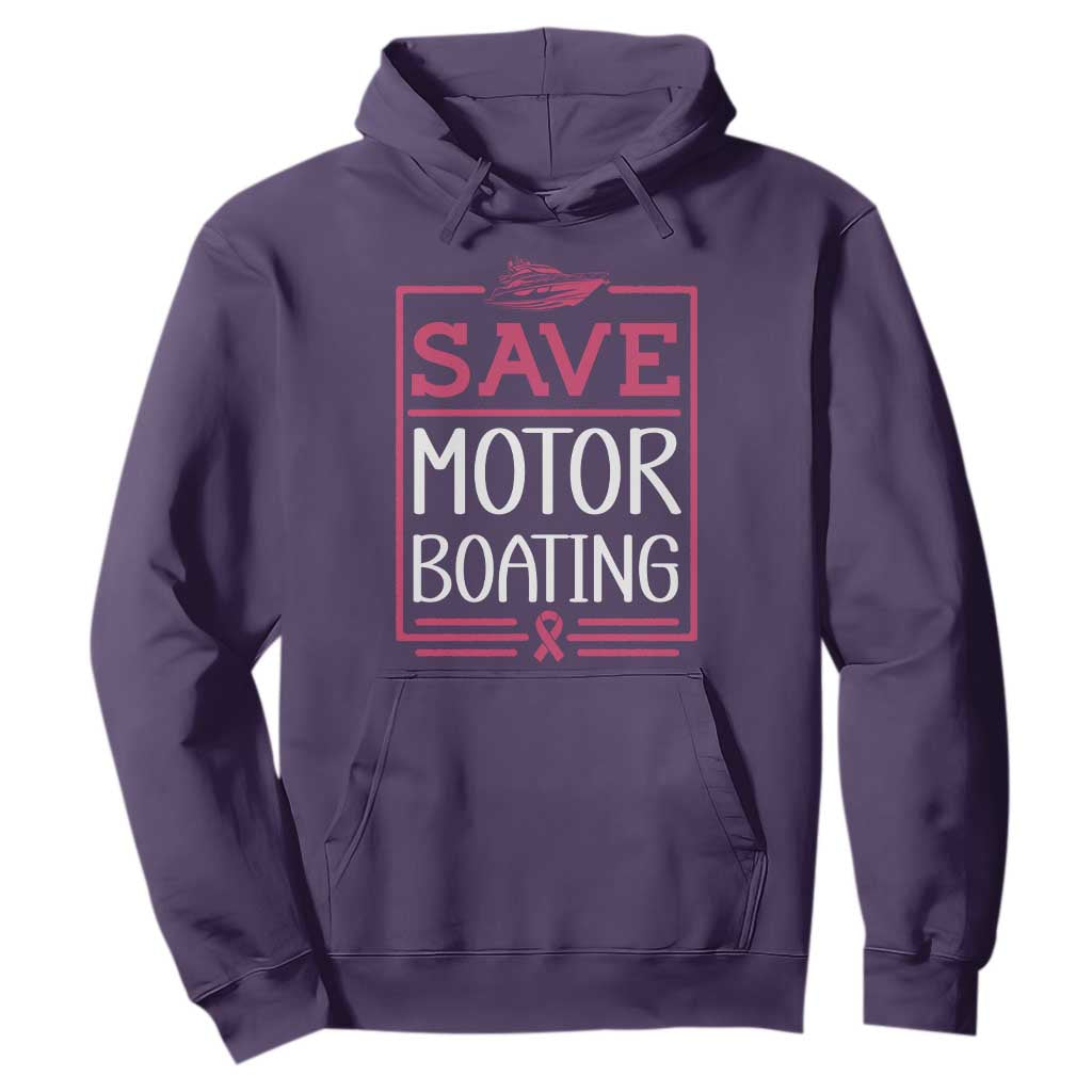 Funny Save Motor Boating Hoodie Beat Breast Cancer Pink Ribbon