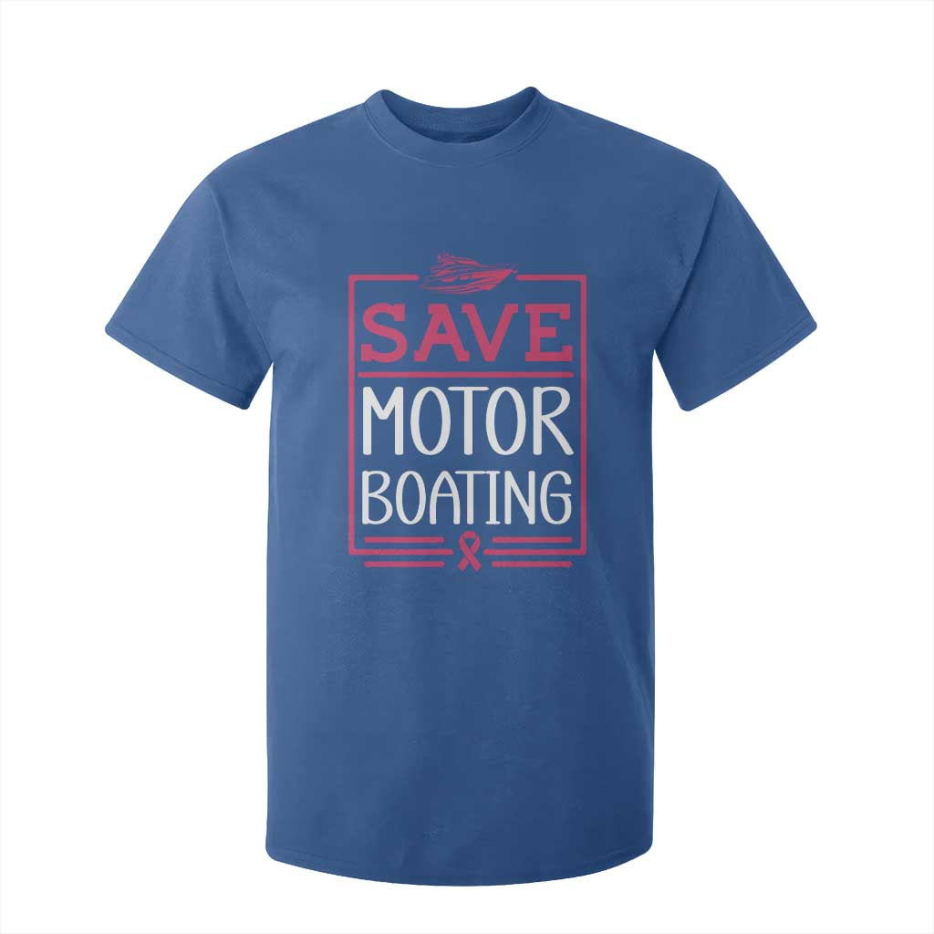 Funny Save Motor Boating T Shirt For Kid Beat Breast Cancer Pink Ribbon