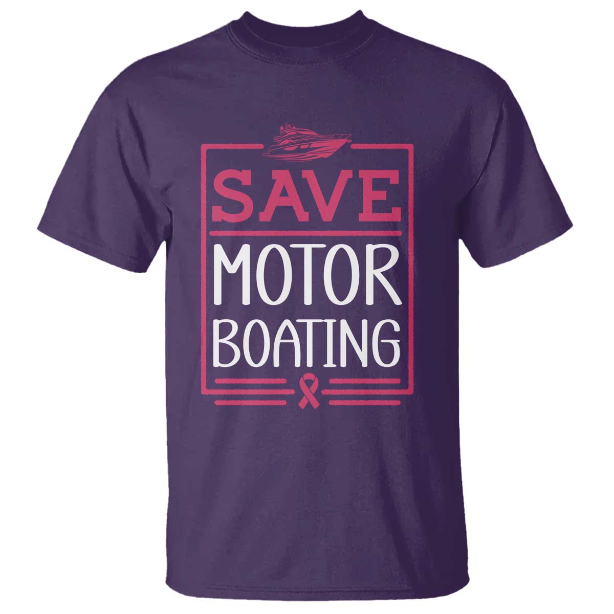 Funny Save Motor Boating T Shirt Beat Breast Cancer Pink Ribbon