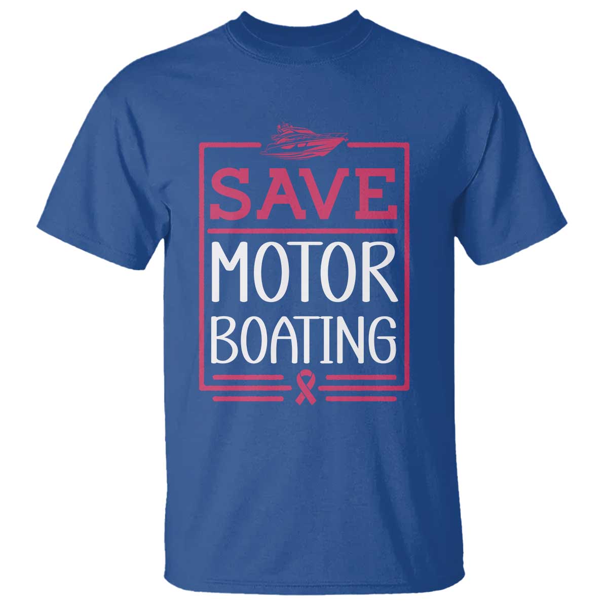 Funny Save Motor Boating T Shirt Beat Breast Cancer Pink Ribbon