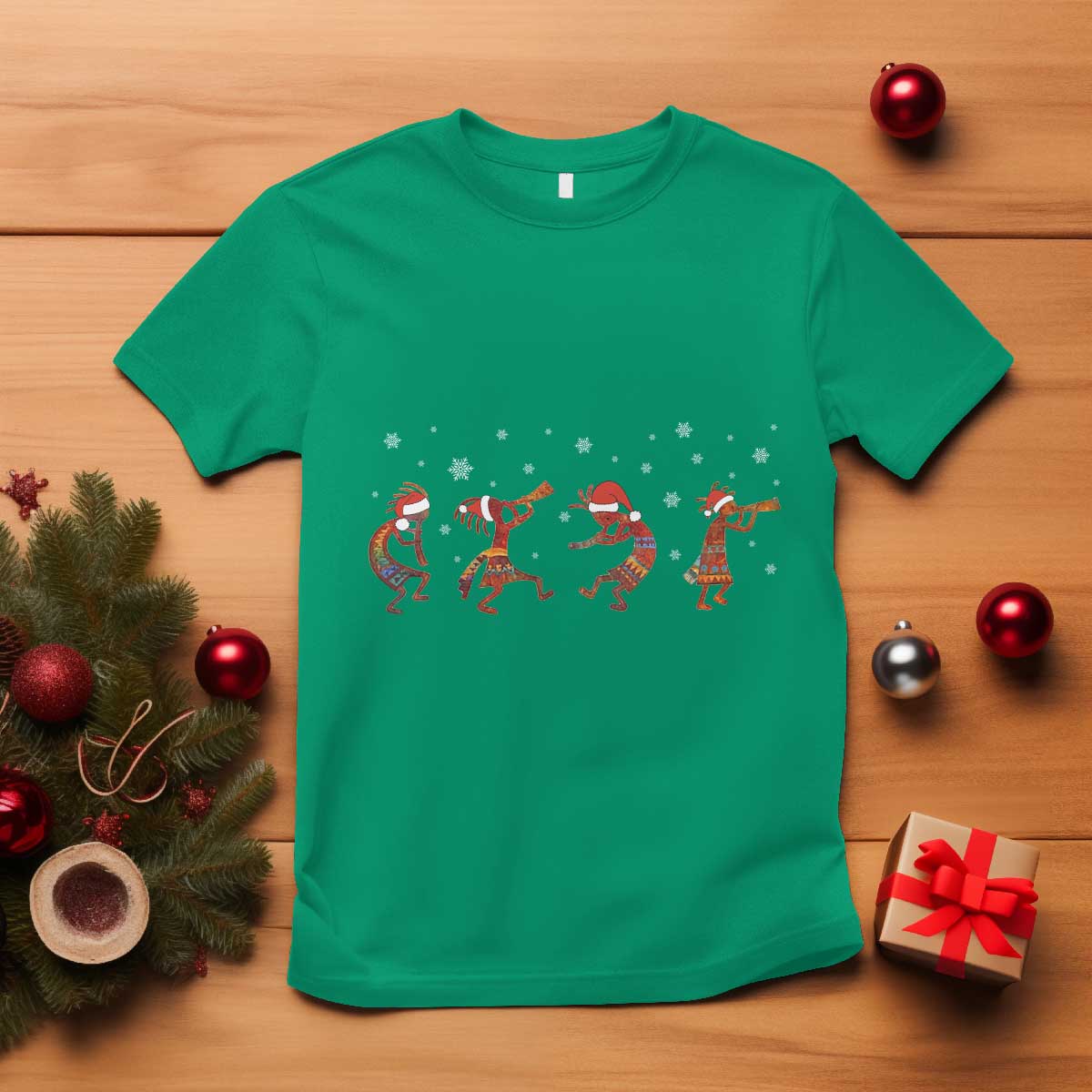 funny-christmas-native-american-t-shirt-santa-kokopeli-snowflake
