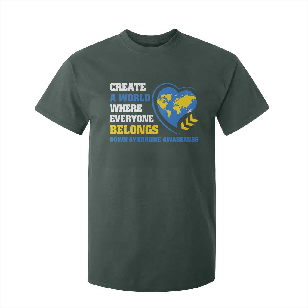 Down Syndrome Support T Shirt For Kid Create A World Where Everyone Belongs Heart