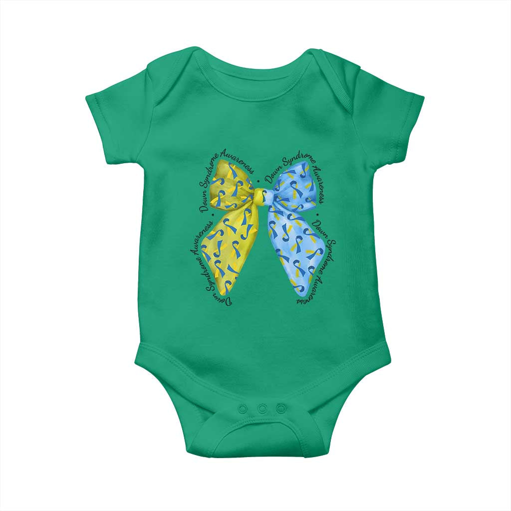 Down Syndrome Support Coquette Bow Ribbon Baby Onesie
