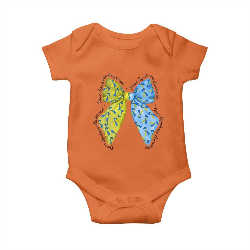 Down Syndrome Support Coquette Bow Ribbon Baby Onesie