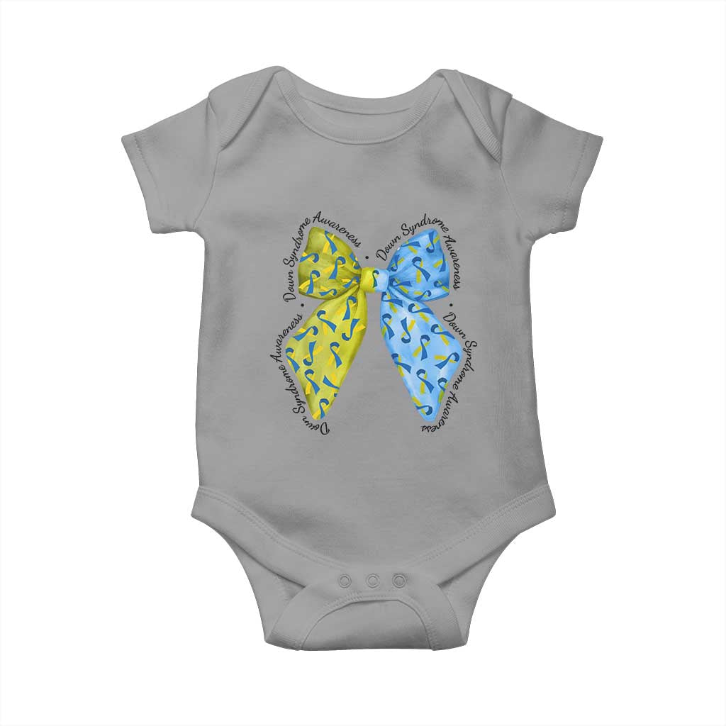 Down Syndrome Support Coquette Bow Ribbon Baby Onesie