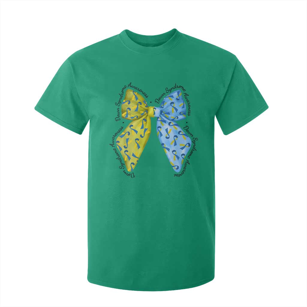 Down Syndrome Support Coquette Bow Ribbon T Shirt For Kid