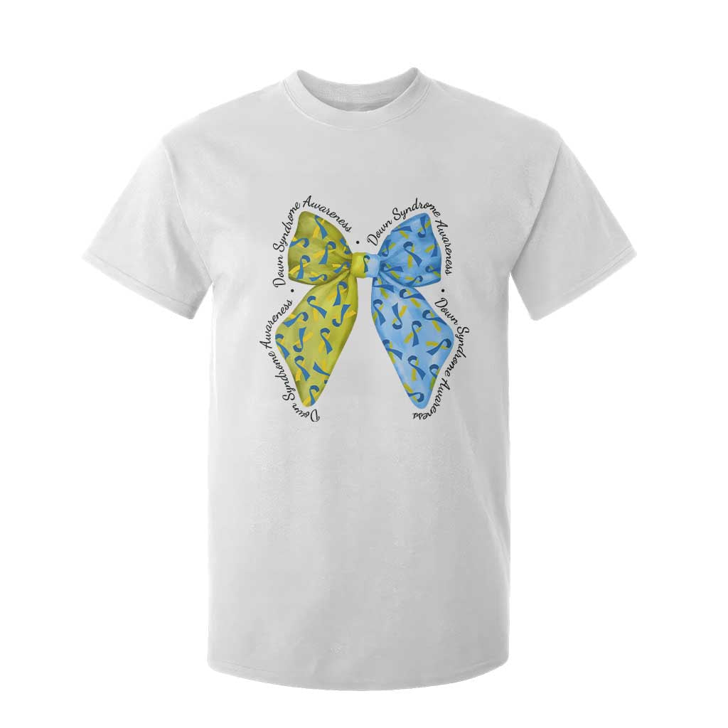 Down Syndrome Support Coquette Bow Ribbon T Shirt For Kid