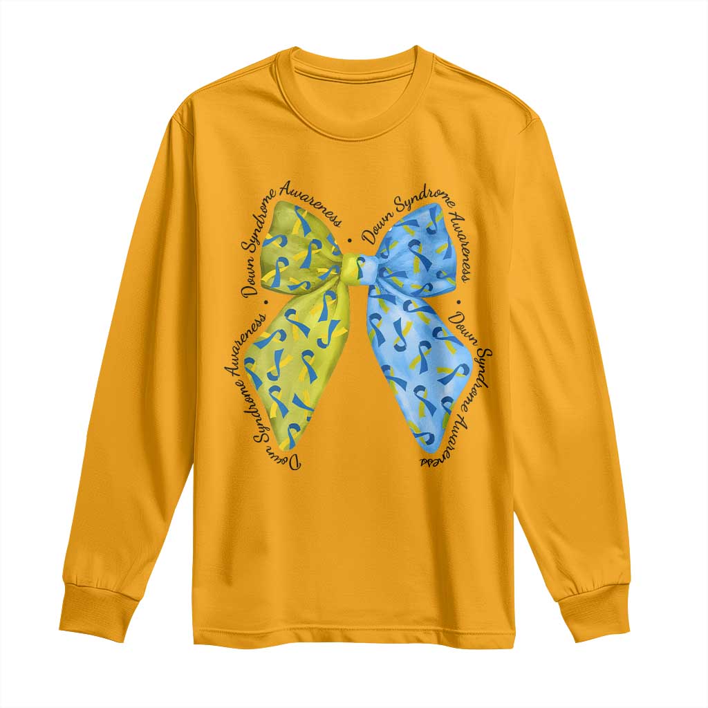 Down Syndrome Support Coquette Bow Ribbon Long Sleeve Shirt