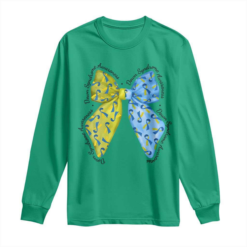 Down Syndrome Support Coquette Bow Ribbon Long Sleeve Shirt
