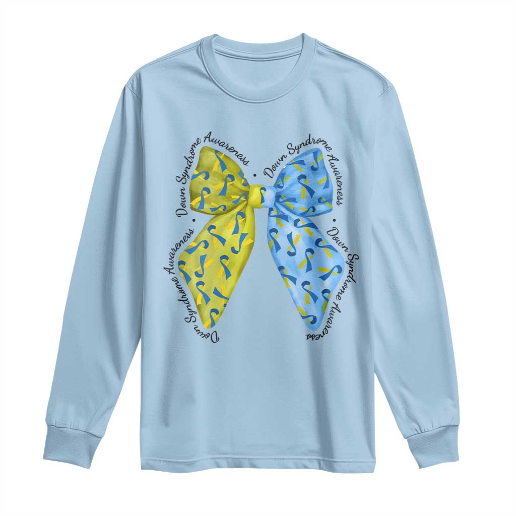 Down Syndrome Support Coquette Bow Ribbon Long Sleeve Shirt