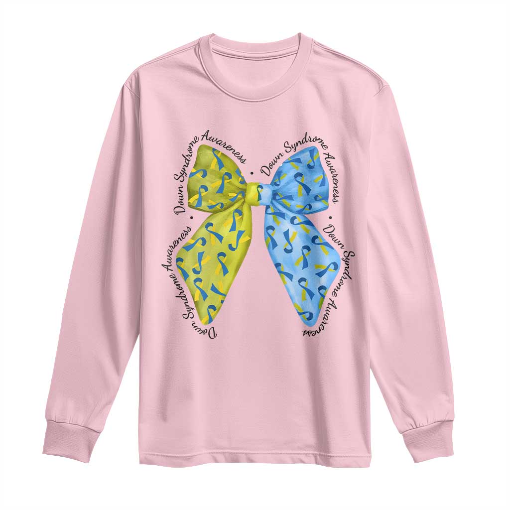 Down Syndrome Support Coquette Bow Ribbon Long Sleeve Shirt