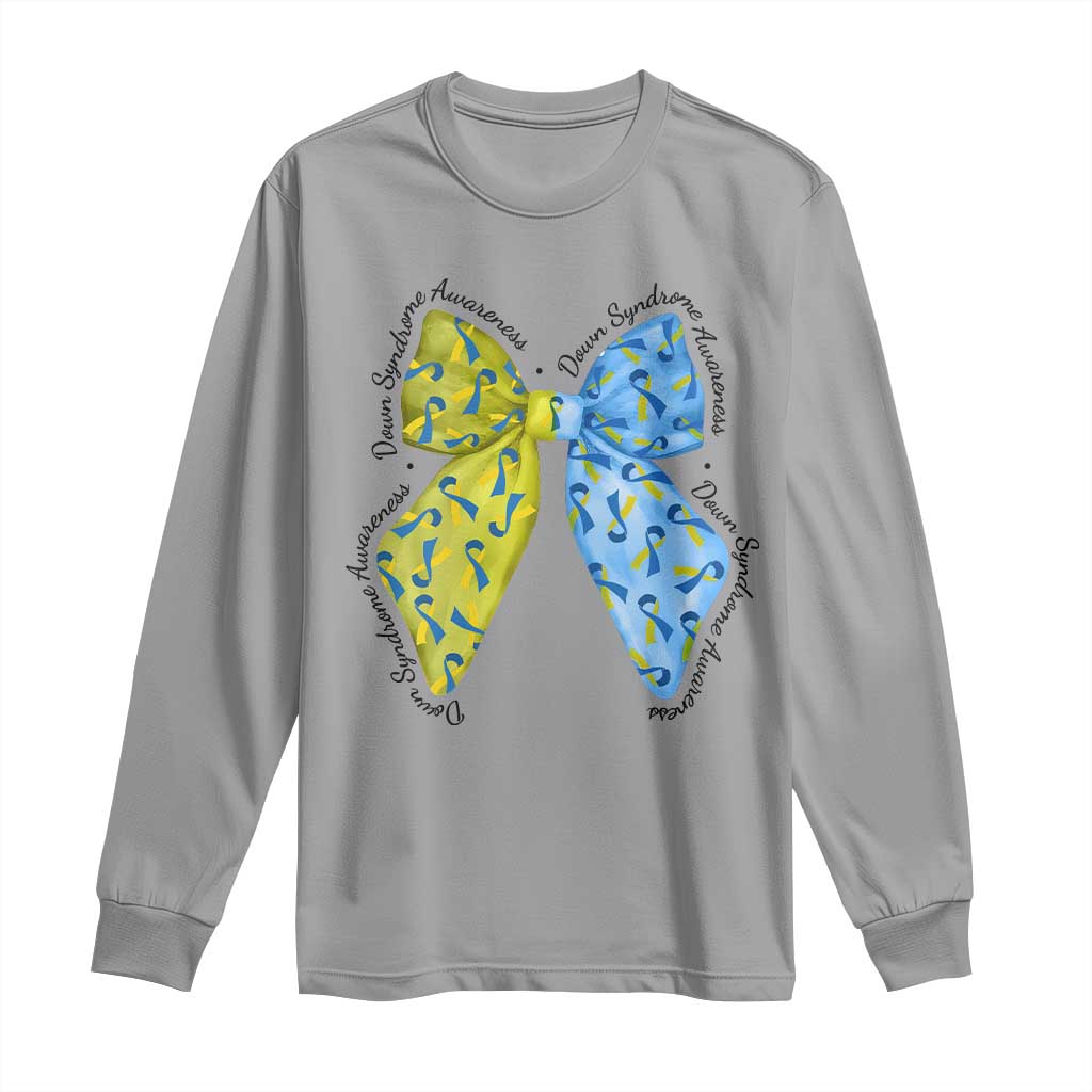 Down Syndrome Support Coquette Bow Ribbon Long Sleeve Shirt