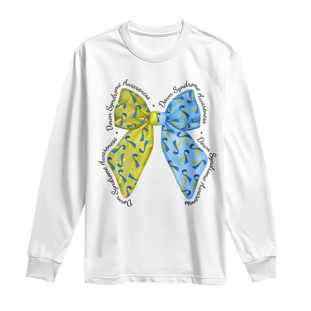 Down Syndrome Support Coquette Bow Ribbon Long Sleeve Shirt