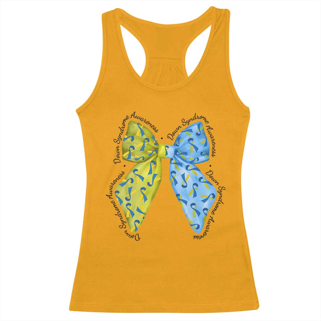 Down Syndrome Support Coquette Bow Ribbon Racerback Tank Top