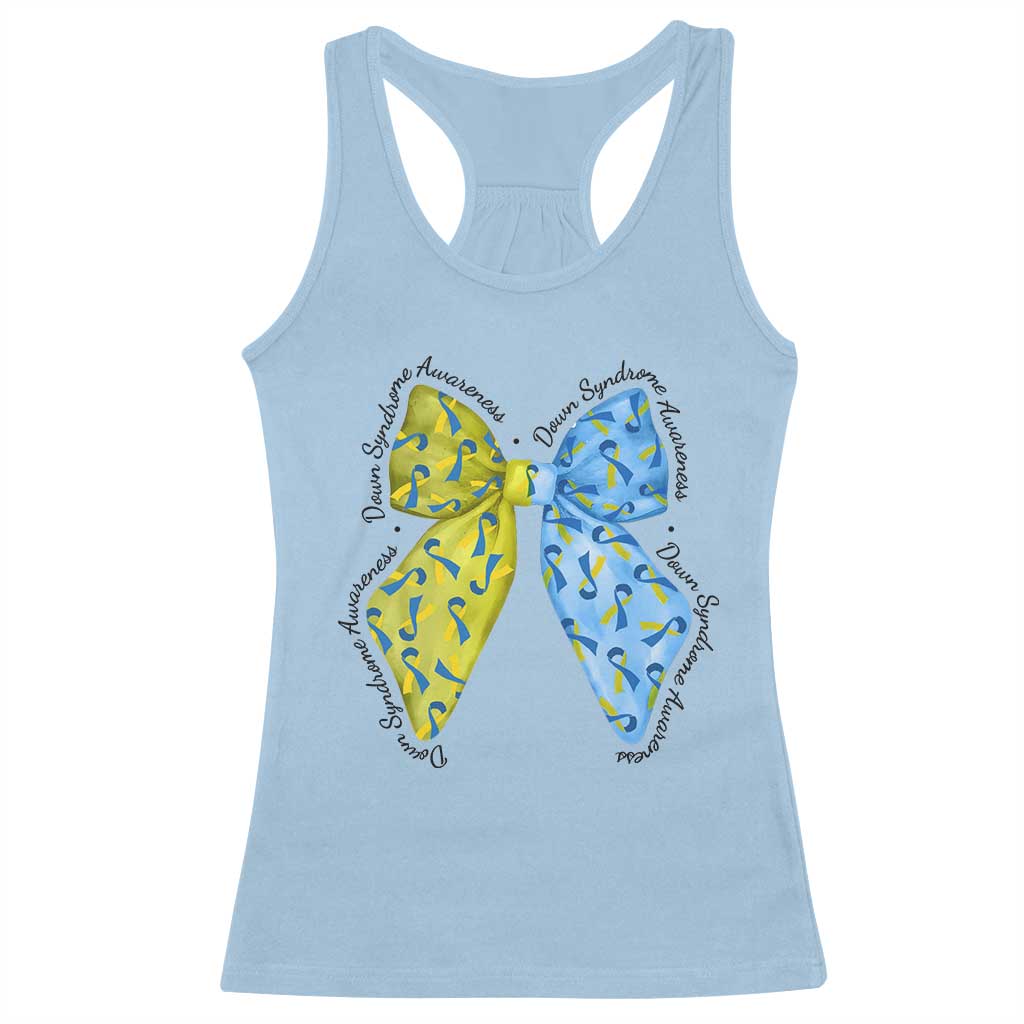 Down Syndrome Support Coquette Bow Ribbon Racerback Tank Top