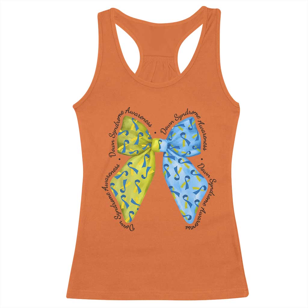 Down Syndrome Support Coquette Bow Ribbon Racerback Tank Top