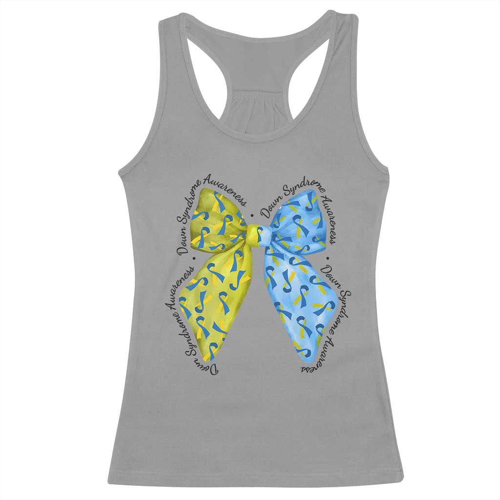 Down Syndrome Support Coquette Bow Ribbon Racerback Tank Top