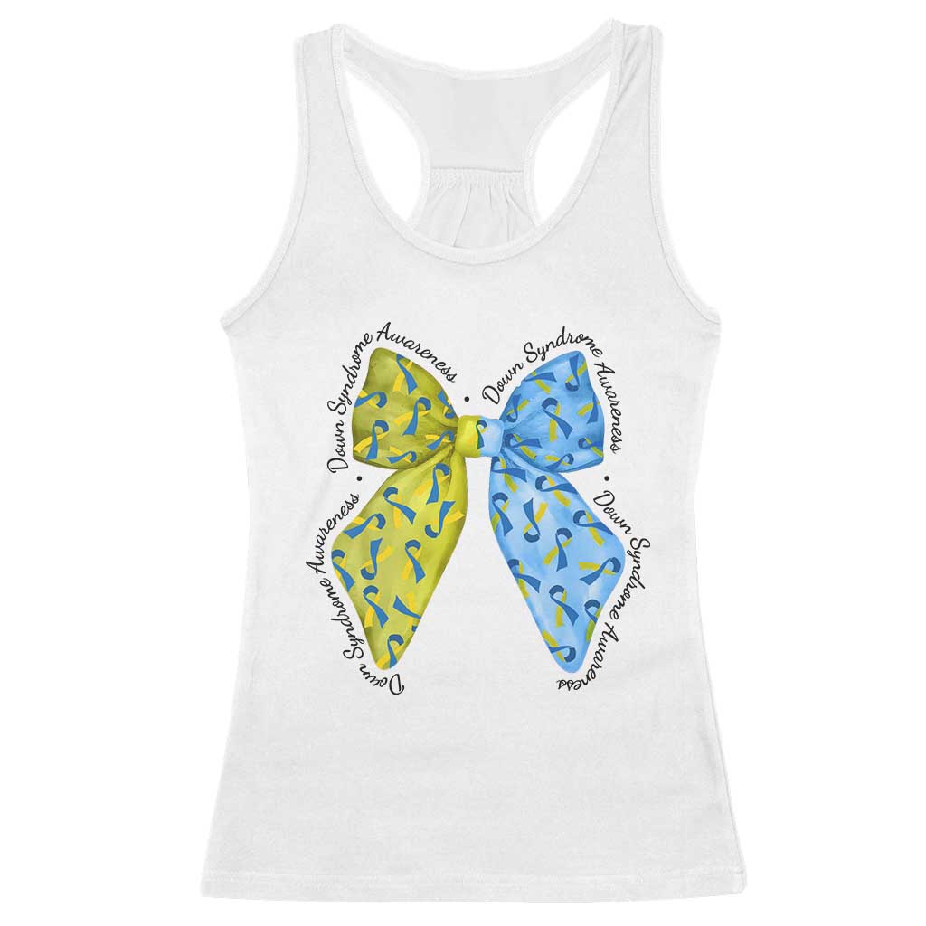 Down Syndrome Support Coquette Bow Ribbon Racerback Tank Top