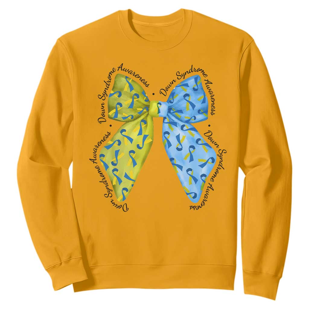 Down Syndrome Support Coquette Bow Ribbon Sweatshirt