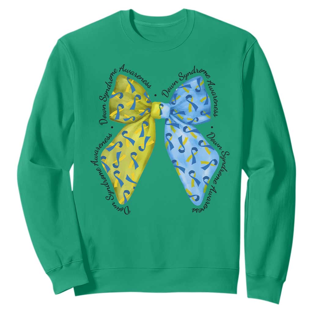Down Syndrome Support Coquette Bow Ribbon Sweatshirt