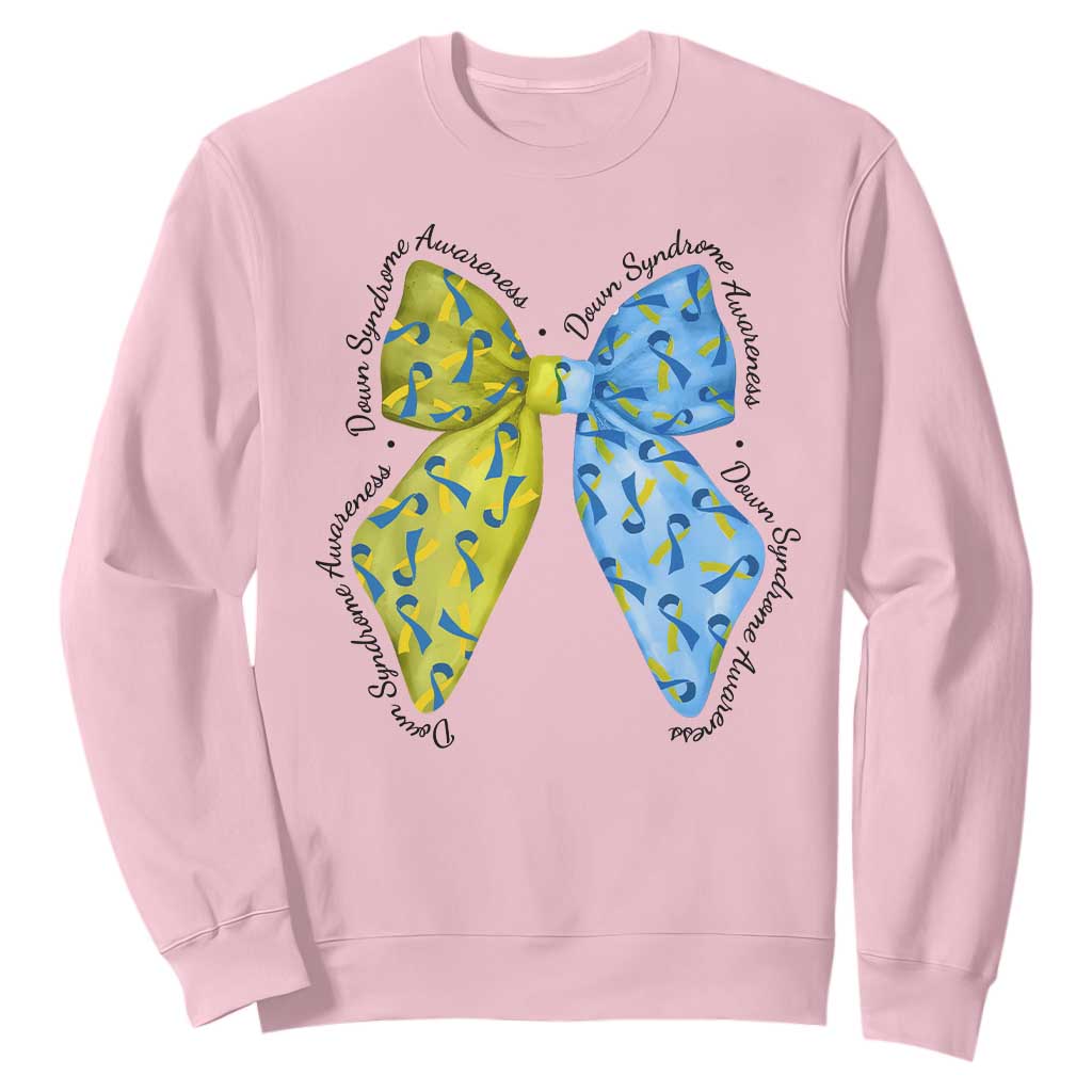 Down Syndrome Support Coquette Bow Ribbon Sweatshirt