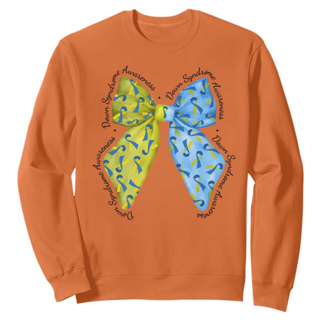 Down Syndrome Support Coquette Bow Ribbon Sweatshirt