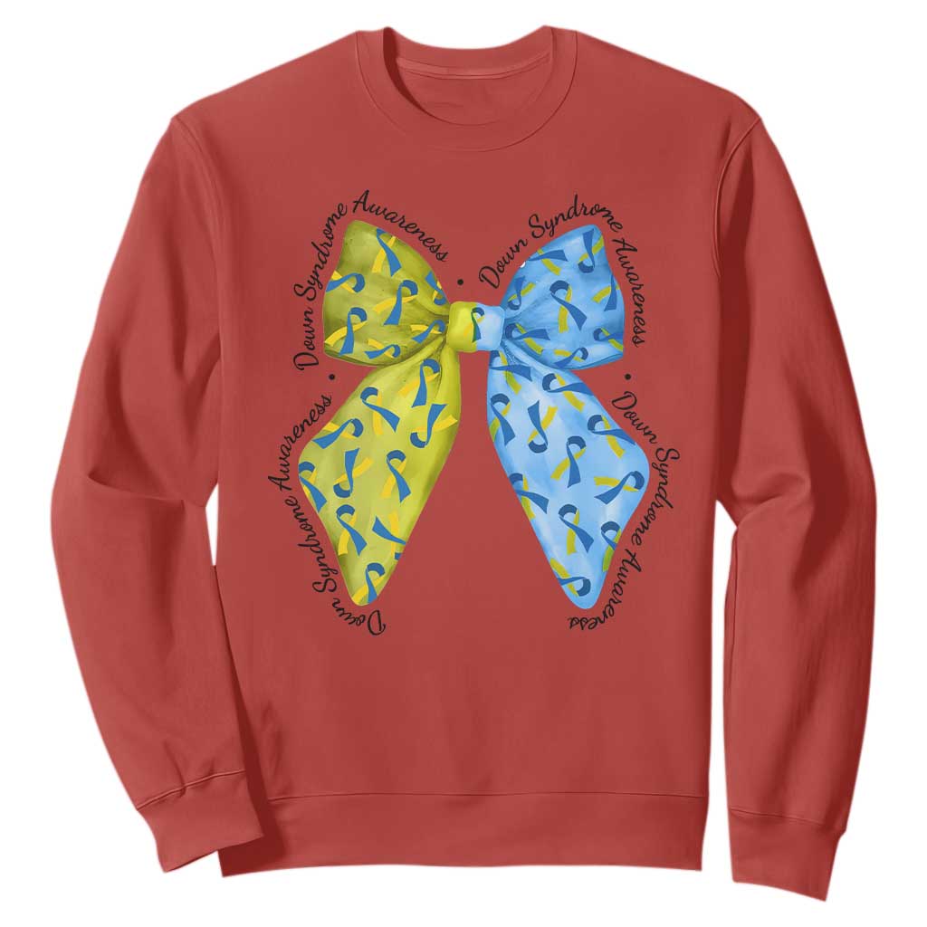 Down Syndrome Support Coquette Bow Ribbon Sweatshirt