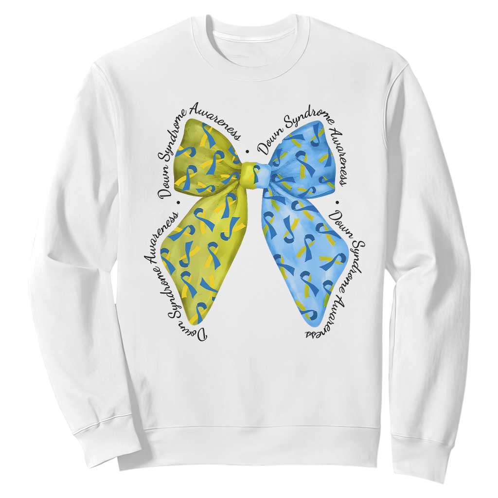 Down Syndrome Support Coquette Bow Ribbon Sweatshirt